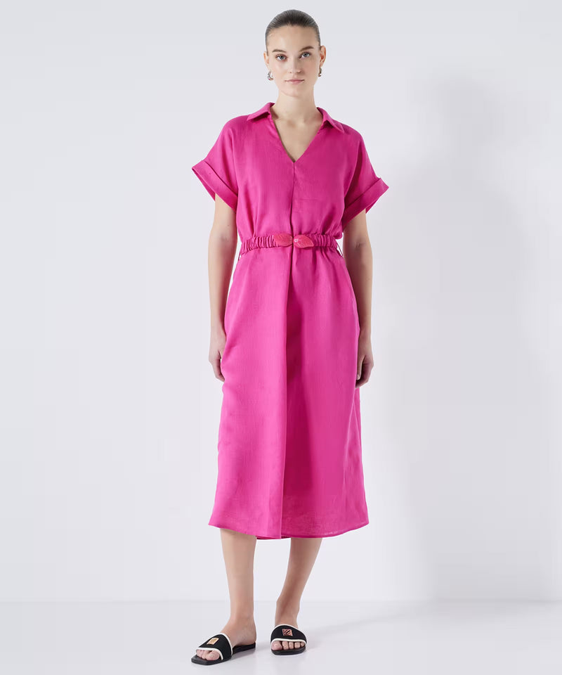 Belted Long Dress Pink