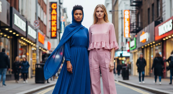 slim fit dress slacks V Design Modest Satin Dress main image 1