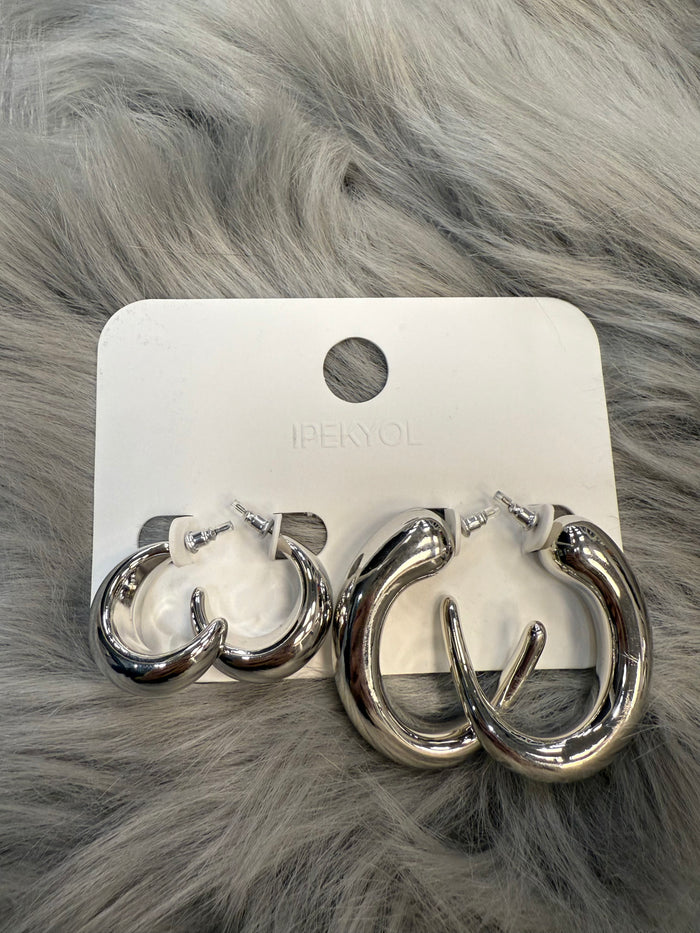 Ipekyol Earrings Silver Color Ring