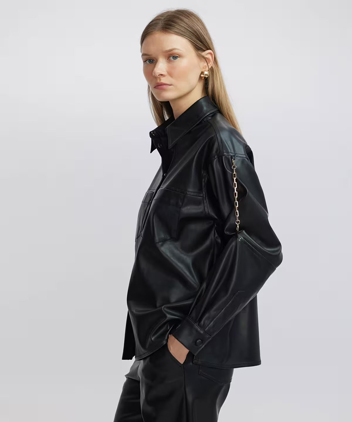 Ipekyol Faux Leather Shirt - Biens Collection
