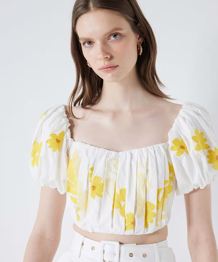 Ipekyol Poplin Crop Top Yellow White