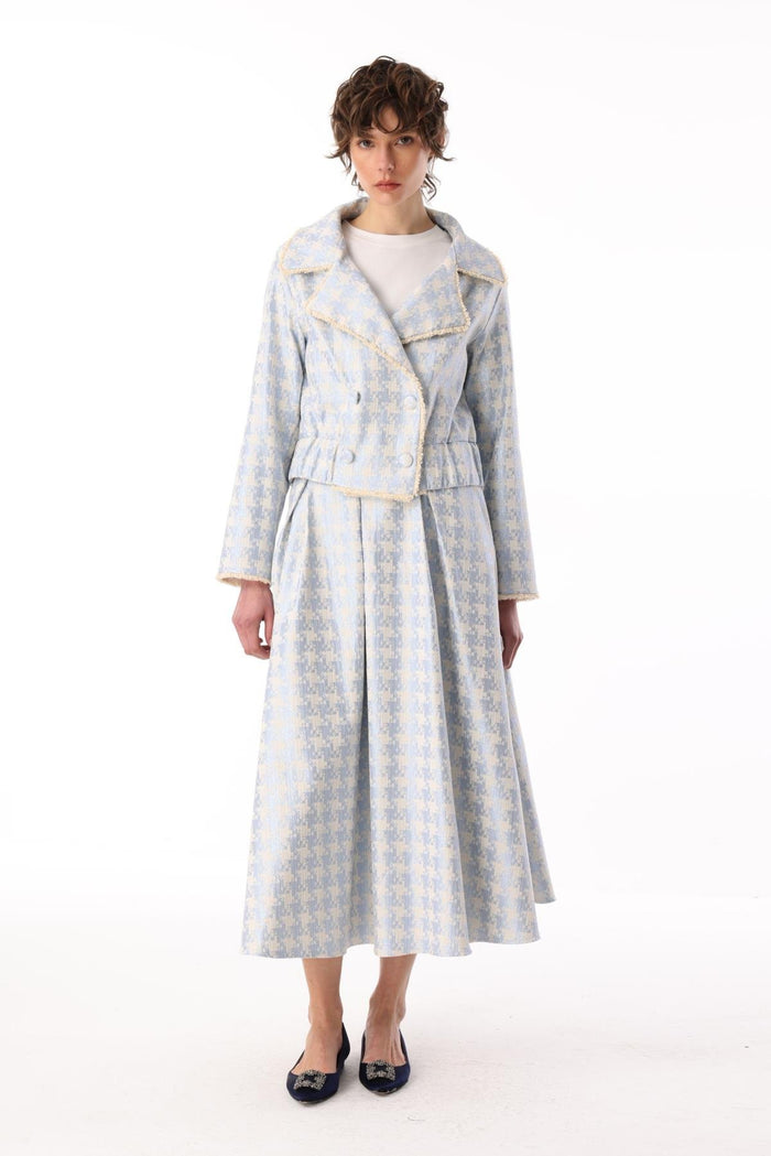 Noi Jacquard Houndstooth Glitter Pleated Skirt