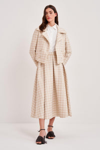 Noi Jacquard Houndstooth Glitter Pleated Skirt