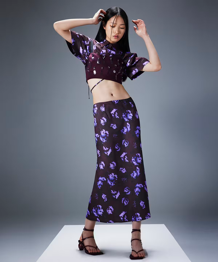 Twist Patterned Midi Skirt
