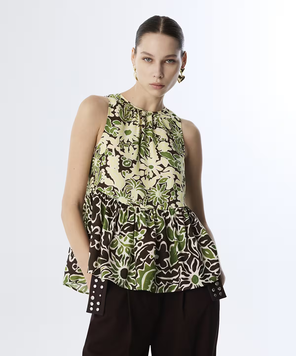 Twist Flower Patterned Blouse