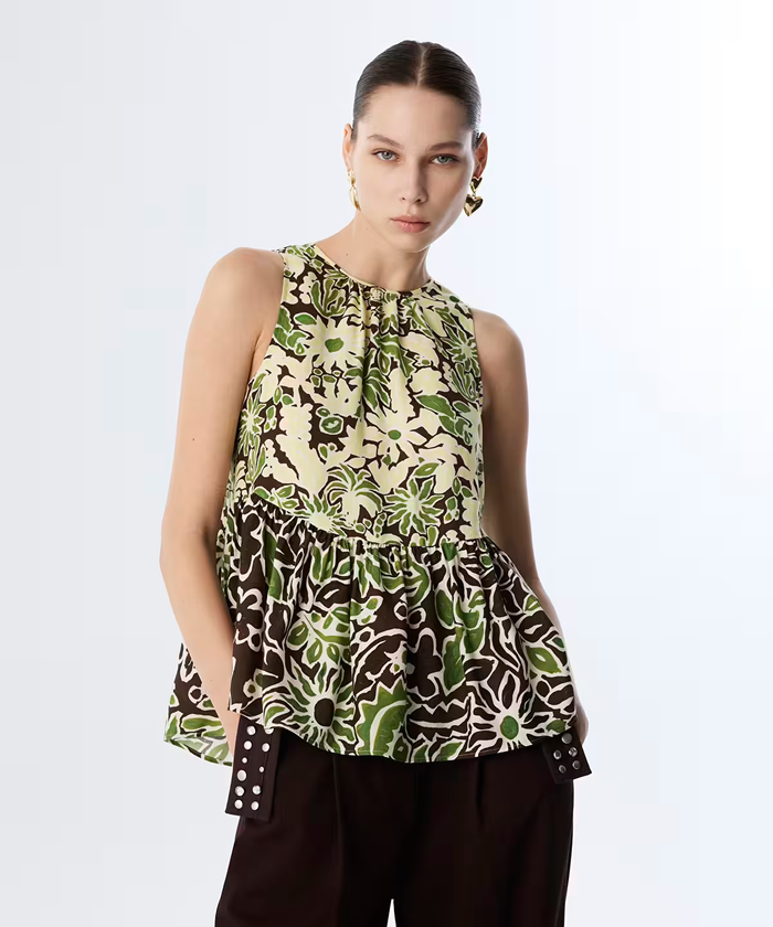 Twist Flower Patterned Blouse